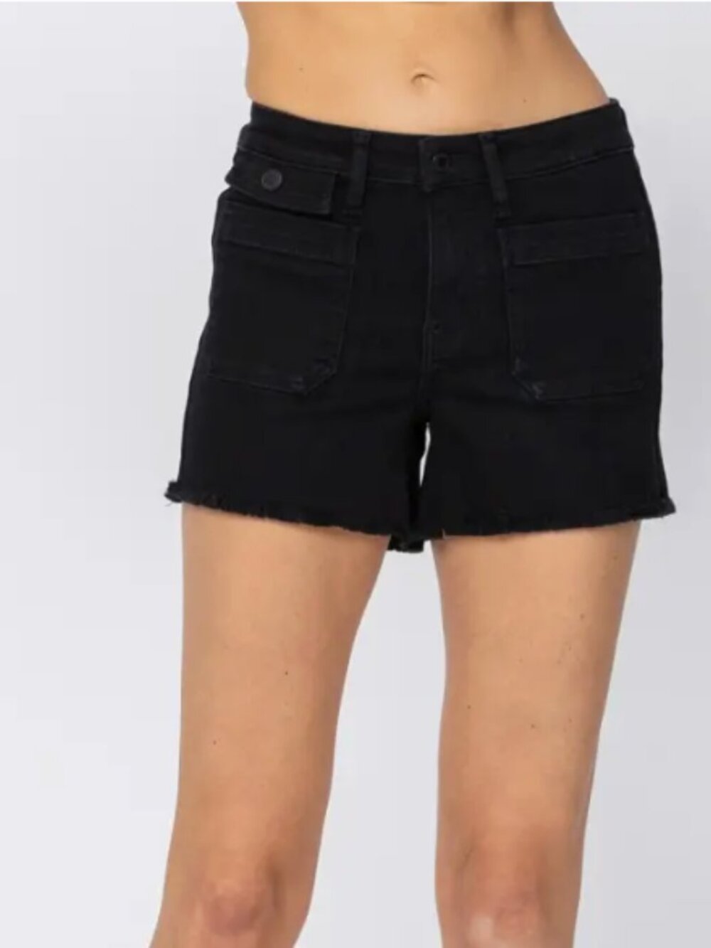 JUDY BLUE Mid-Rise Stretch Denim Shorts Size XL Cargo Patch Pockets 15 (32) NEW